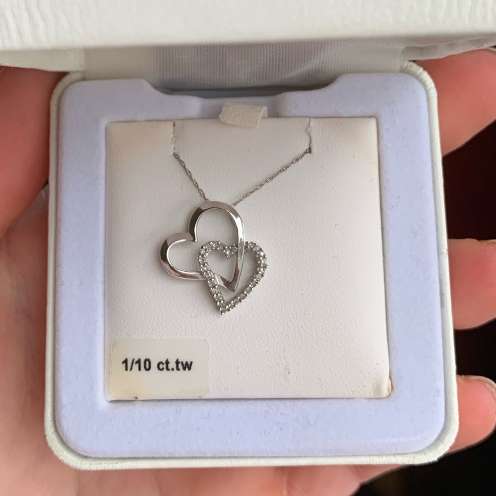 10k White Gold Necklace with 1/10 Carat Diamonds